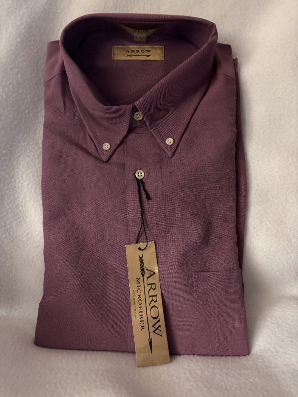 NWT Arrow Men’s Dress Shirt 16 32/33 Purple Microfiber Button Down